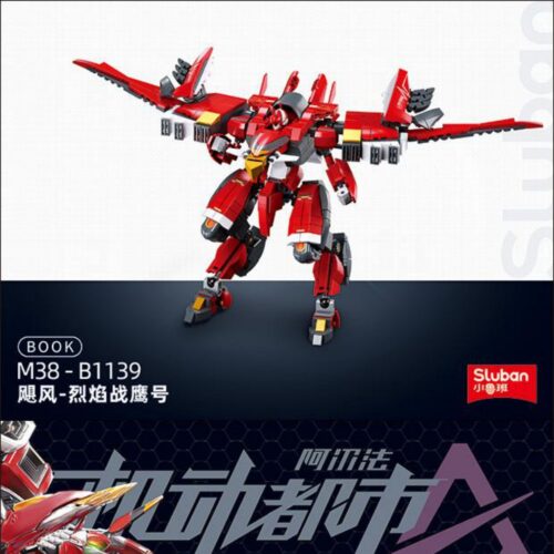 Cơ Động Đô Thị Alpha: Bão Tố - Liệt Diễm Chiến Ưng Sluban M38-B1139 Sách Lắp Ghép Robot Chiến Đấu Màu Đỏ