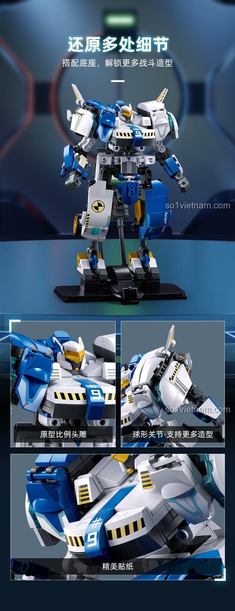 Chi tiết đầu Robot Biến Hình Xe Cứu Hộ Alpha Sluban M38-B1150