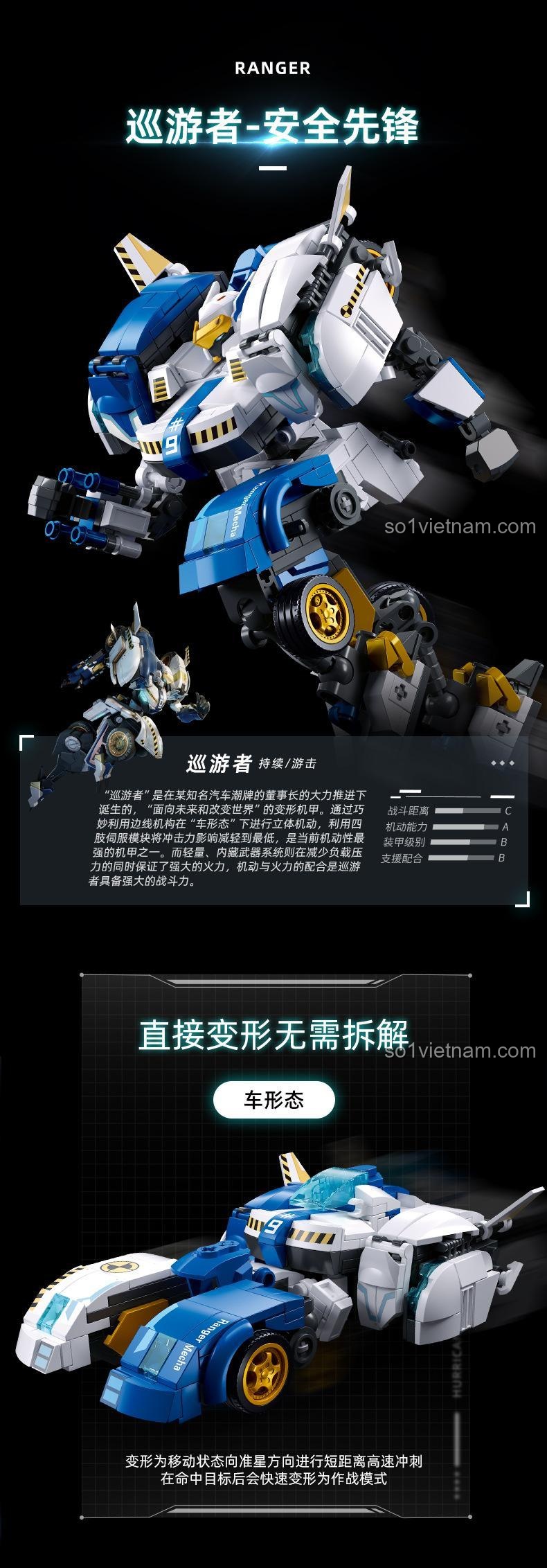 Robot Biến Hình Xe Cứu Hộ Alpha Sluban M38-B1150 đang biến hình