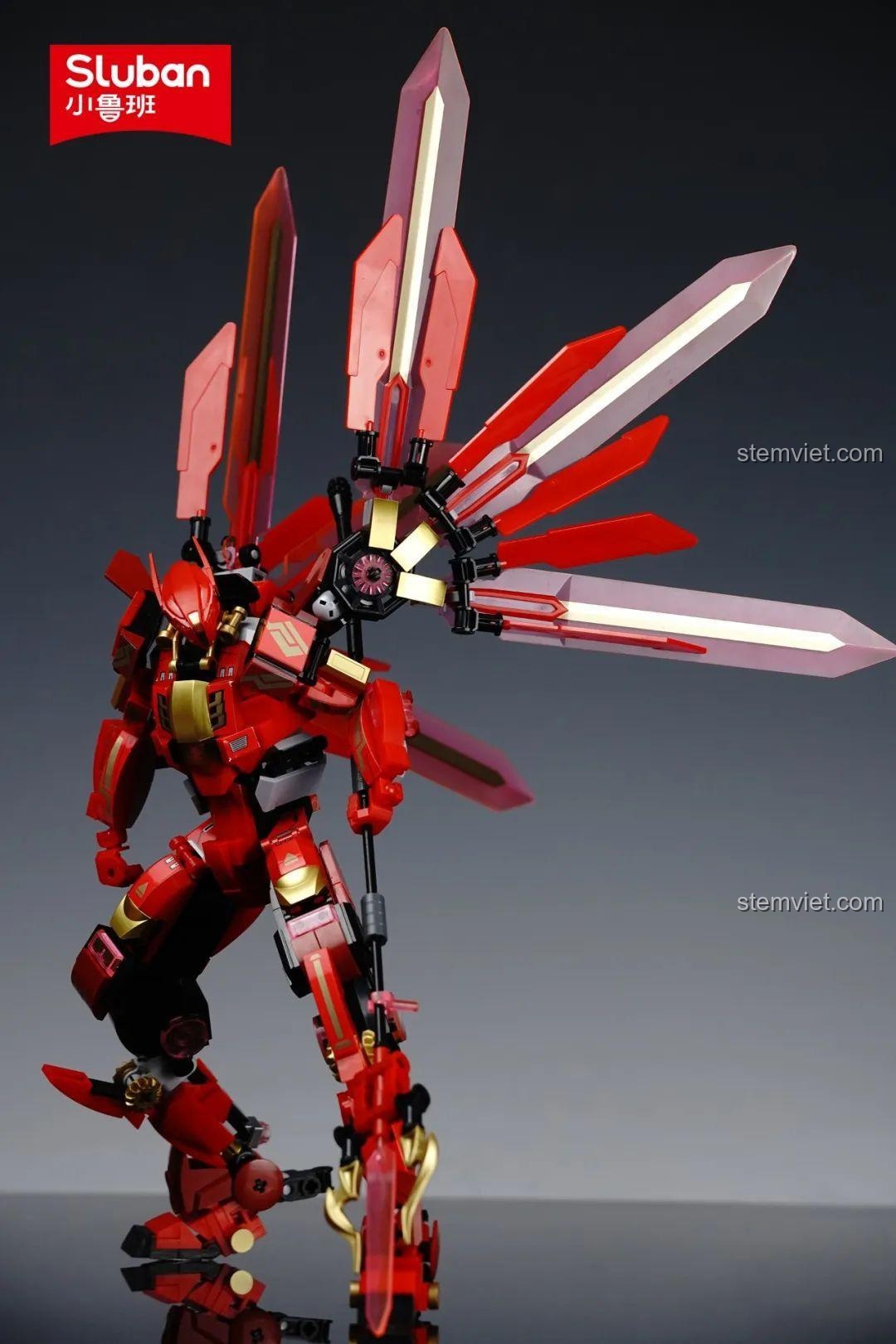 Mô hình Robot Cơ Giáp Quang Kích Athena Sluban M38B1152 với cánh ánh sáng độc đáo, khớp nối linh hoạt, phù hợp bé trai 8+.