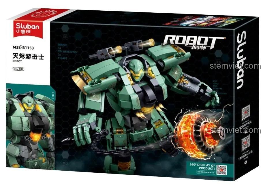 Hộp bộ đồ chơi M38-B1153 Robot Diệt Tận Thế Sluban, thiết kế đẹp mắt, chất lượng cao. Hộp đồ chơi mô hình Sluban M38-B1153 cho bé trai 8 tuổi, giá tiết kiệm.