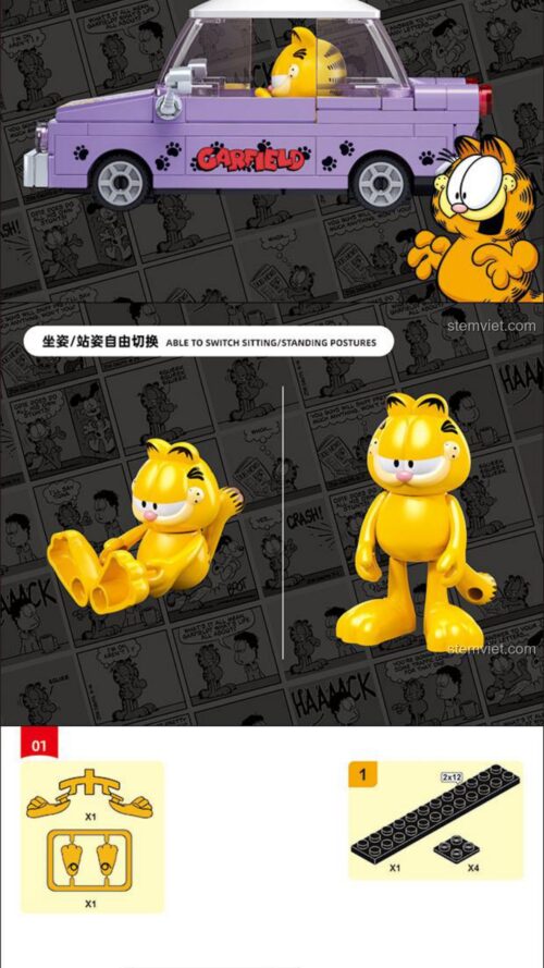 mất sách hướng dẫn Sluban 1222 Xe của Garfield, hỏng sách Sluban M38-B1222 Garfield, mất hướng dẫn Xe Garfield 1222, không có hướng dẫn lắp ghép Sluban 1222 Xe của Garfield, thiếu hướng dẫn lắp ráp Sluban M38 B1222