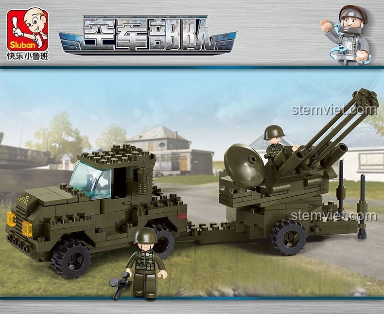 Toàn cảnh bộ đồ chơi xe quân sự phòng không Sluban M38-B7300
