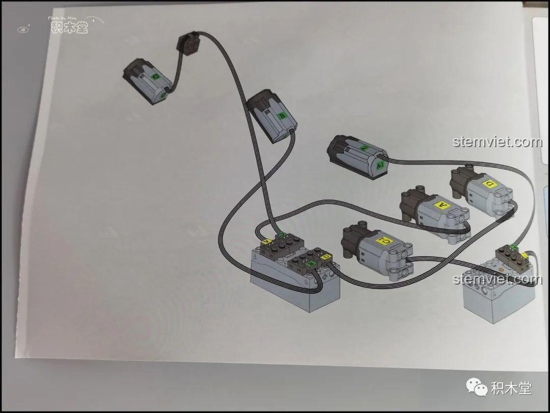 Sơ đồ kết nối các motor và hộp pin điều khiển từ xa của Taigaole T4001.