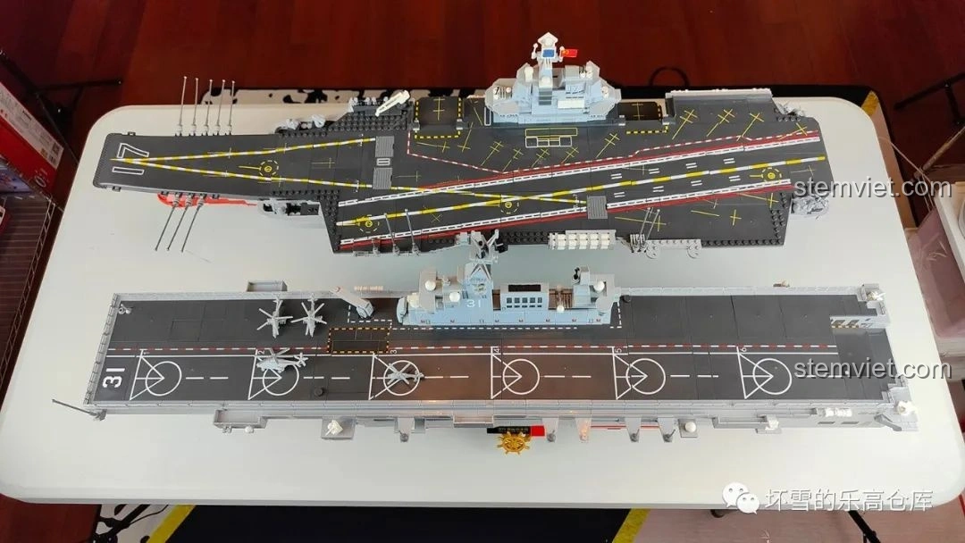 So sánh kích thước đồ chơi mô hình Tàu Sân Bay Sơn Đông 202001 với mô hình khác