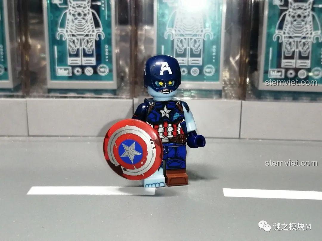 So sánh chi tiết minifigure Zombie Captain America của WM với các hãng khác.