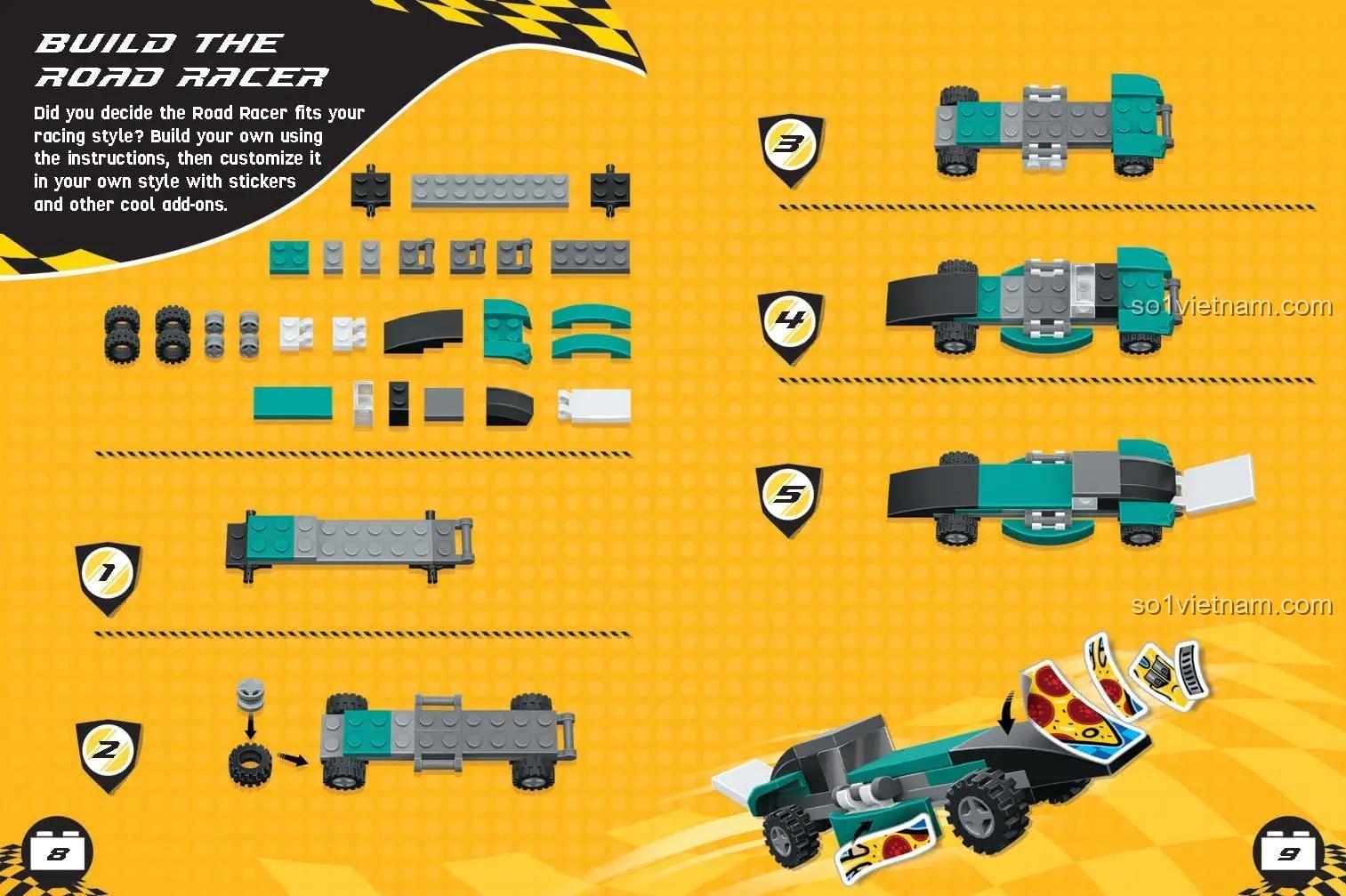 Sách hướng dẫn lắp ráp Xe Dragster Sourcebooks Wonderland ISBN9781728257914, hướng dẫn lắp ráp Road Racer, cho bé trai 6 tuổi, giá hời