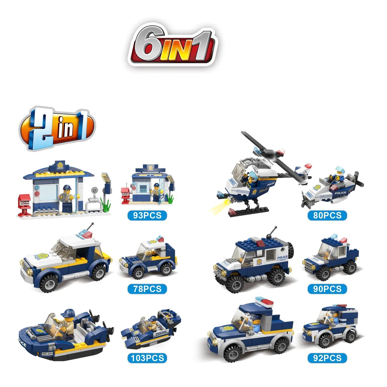 Bộ đồ chơi Cảnh sát Thành phố 2 trong 1 STARMERRY SM603 với 6 mẫu lắp ráp, dành cho bé trai 6 tuổi