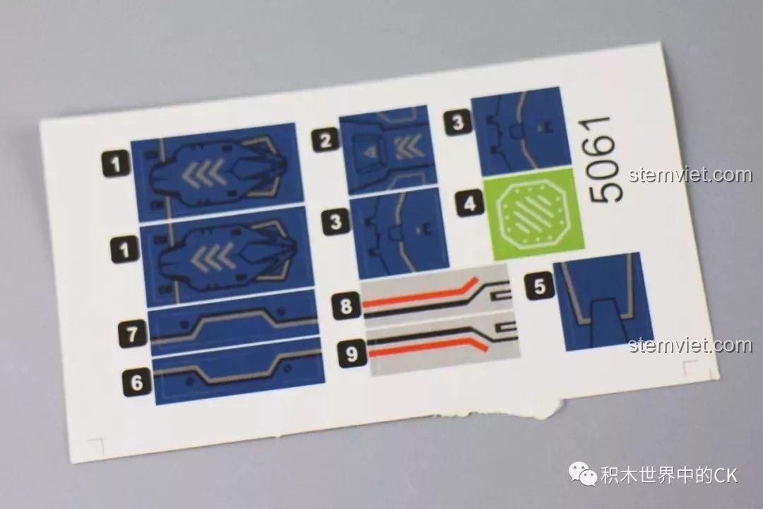 Tờ sticker đi kèm trong bộ lắp ghép Robot Mecha Cá Sấu Cuồng Chiến Winner 5061.