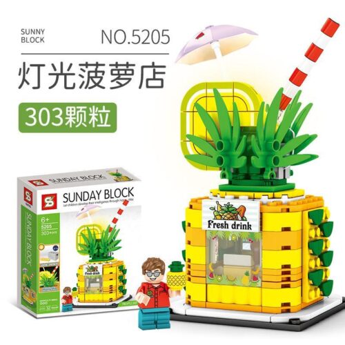 Bộ lắp ghép Sunny Block 5205 Cửa hàng Dứa Phát Sáng 303 mảnh cho bé trai và bé gái 6 tuổi, đồ chơi lắp ráp cửa hàng trái cây độc đáo giá tốt.