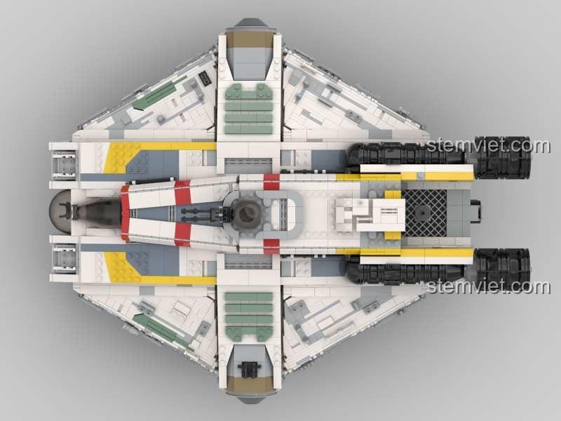 Poster quảng cáo bộ xếp hình Super 18K K110 Tàu chiến quân Nổi Dậy, thể hiện các tính năng và kích thước sản phẩm.