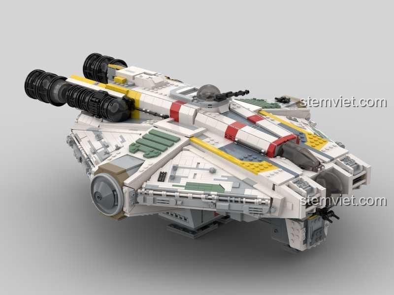 Góc nhìn từ bên hông của đồ chơi xây dựng Tàu không gian Star Wars Super 18K 110, cho thấy kích thước và cấu trúc vững chắc.