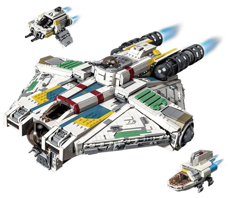 Ảnh thực tế của bộ lắp ráp K110 Phi thuyền Ghost, một đồ chơi mô hình Tàu không gian Star Wars với chi tiết sắc nét.