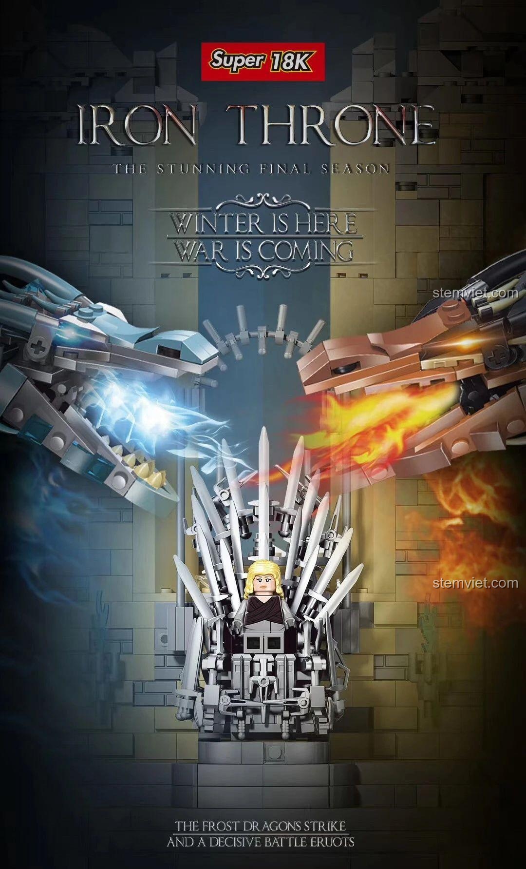 Poster bộ lắp ghép Ngai Sắt Super 18K K130, quà tặng độc đáo cho fan Game of Thrones.