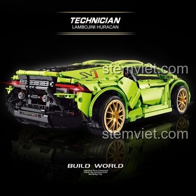 Chi tiết đuôi xe của bộ lắp ráp Super 18K K132 Lamborghini Huracán, thể hiện thiết kế khí động học và đèn hậu sắc sảo.