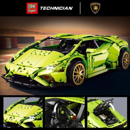 Mô hình lắp ráp siêu xe Super 18K K132 Lamborghini Huracán Evo RWD màu xanh lá cây nổi bật, dành cho bé trai trên 8 tuổi, giá tốt.