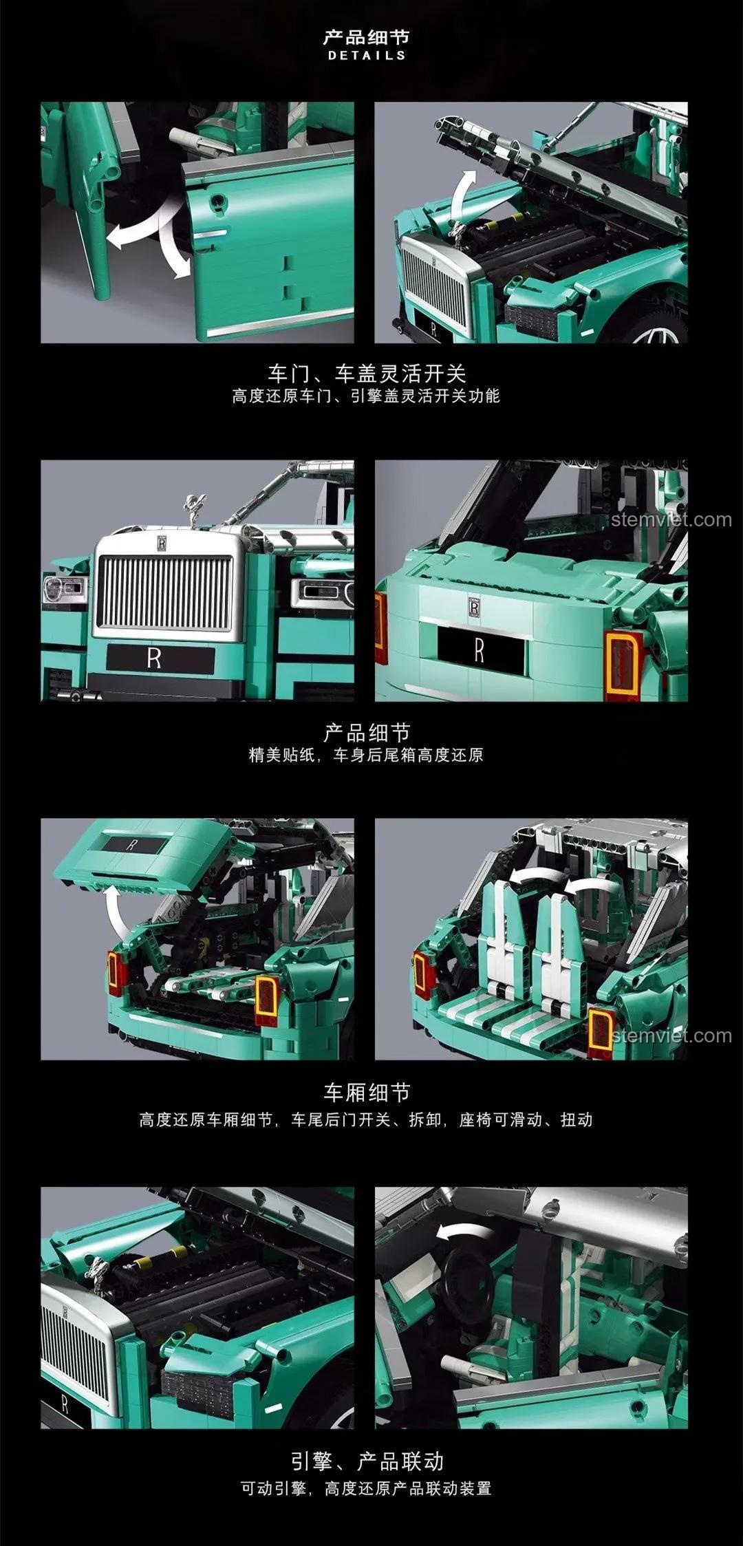 Chi tiết mô hình Rolls-Royce Cullinan Super 18K K93B với cửa, capo, cốp mở linh hoạt, nội thất tỉ mỉ, đồ chơi mô hình xe SUV cho bé trai 8 tuổi.