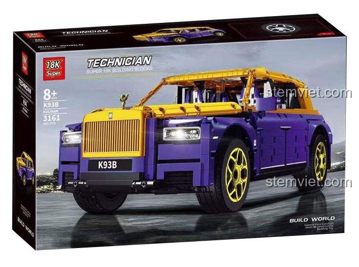 Hộp bộ lắp ghép K93B Rolls-Royce Cullinan Super 18K màu tím than, đồ chơi xây dựng 3161 chi tiết, phù hợp bé trai 8 tuổi, giá tiết kiệm.