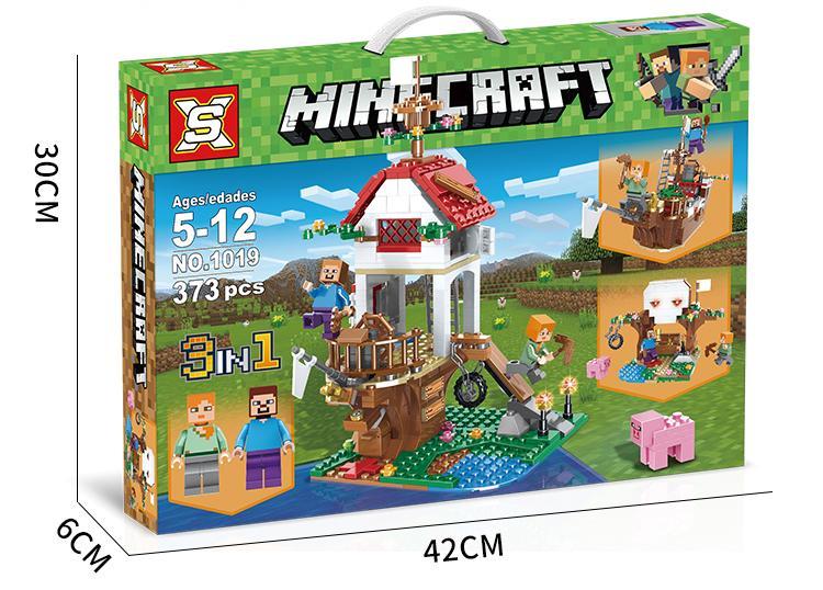 Bộ lắp ghép Thuyền Nhà Minecraft SX 1019, đồ chơi lắp ráp Mô hình Minecraft 3 trong 1, 373 mảnh cho bé 5-12 tuổi.