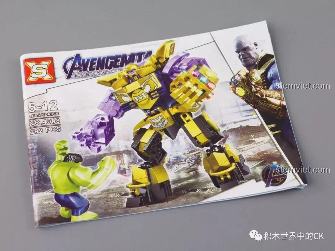 Sách hướng dẫn lắp ráp đồ chơi xây dựng Người Máy Hulk SX 4008, chi tiết từng bước