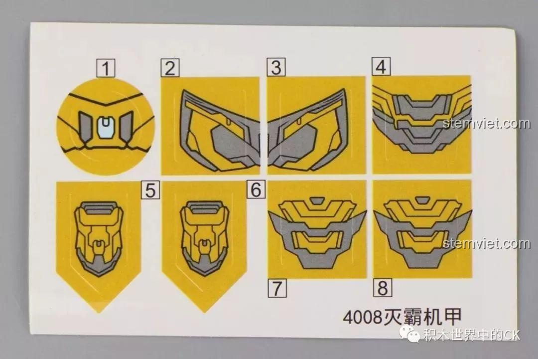 Miếng dán chi tiết cho bộ đồ chơi Mech Thanos SX 4008, tăng tính thẩm mỹ cho mô hình