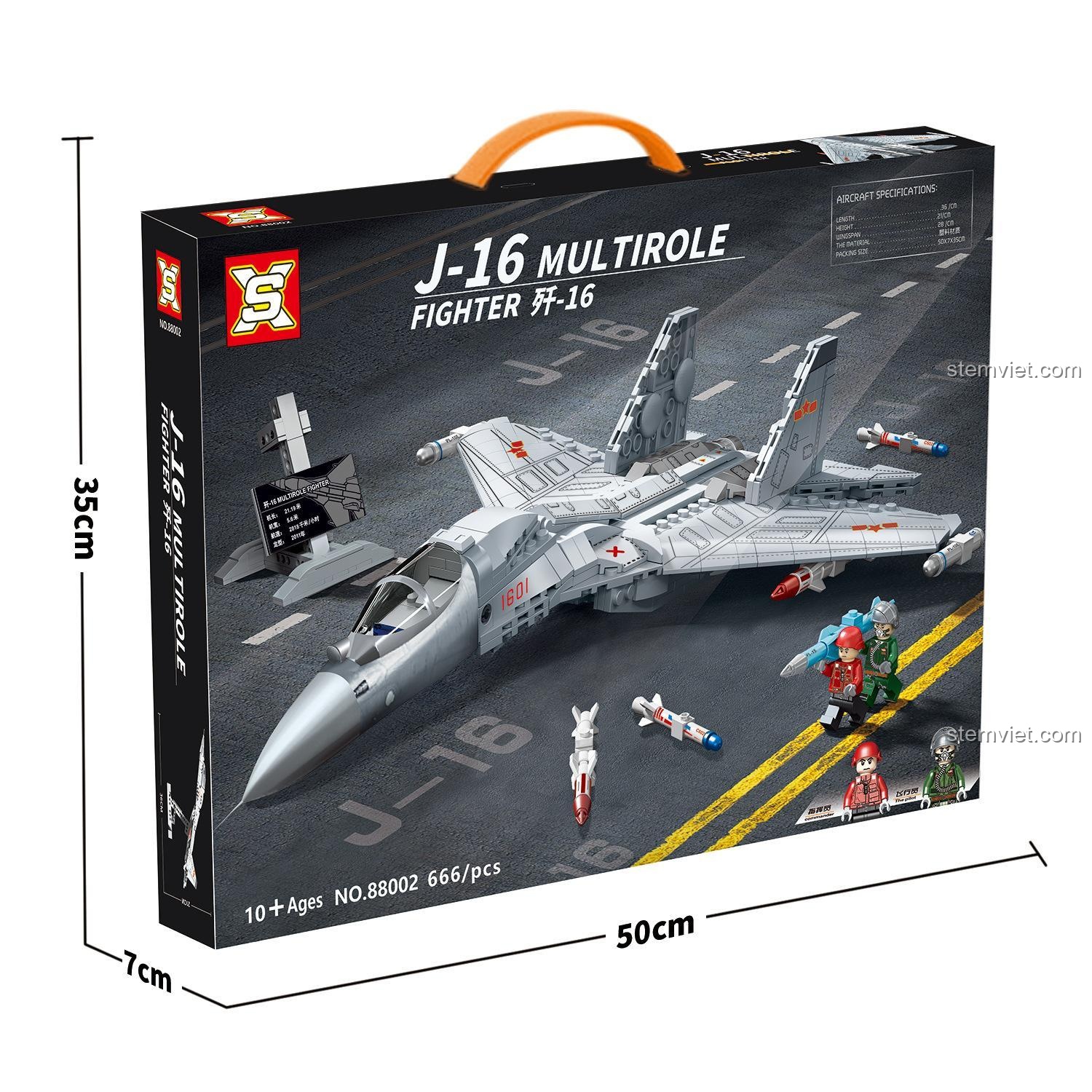 Hộp sản phẩm Máy bay Chiến đấu Đa nhiệm J-16 SX 88002 kích thước
