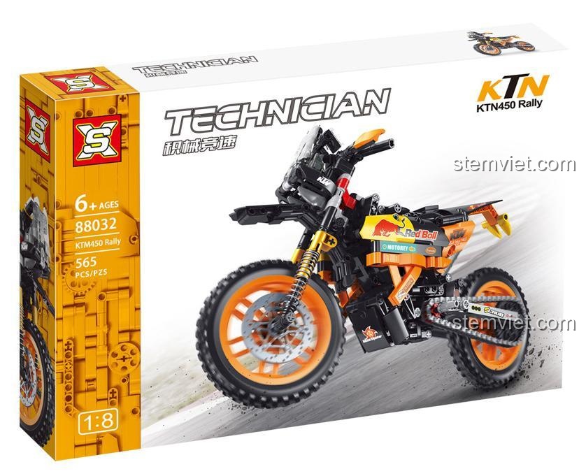 Mô tô địa hình KTM 450 Rally 88032 với tỉ lệ 1:8 chi tiết, đồ chơi chất lượng cao cho bé trai