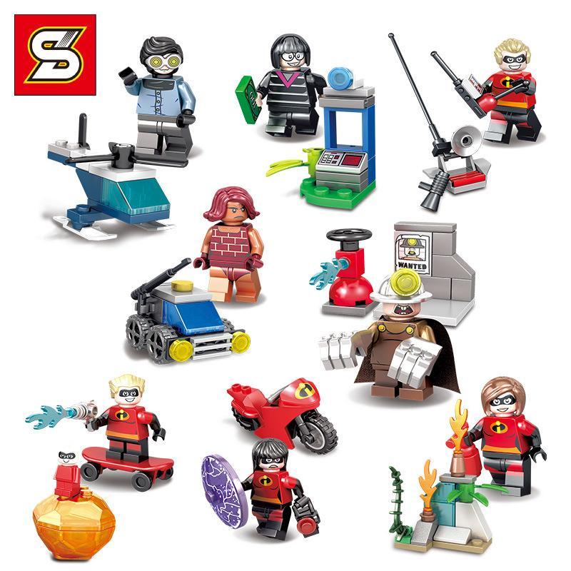 Bộ đồ chơi Gia đình Siêu Nhân SY 1089-5 với 8 minifigures siêu anh hùng The Incredibles, đồ chơi lắp ghép chất lượng cao cho bé trai 6 tuổi, giá tốt.