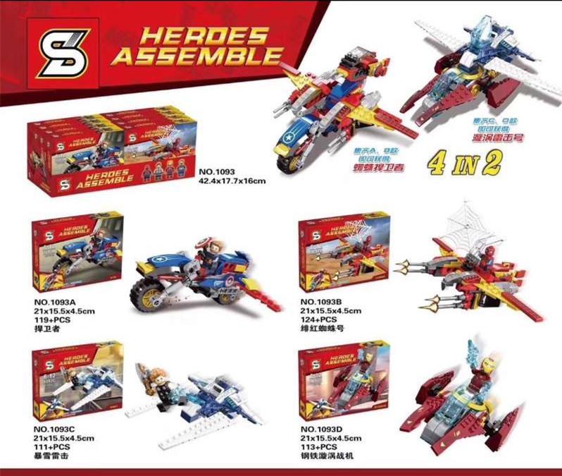 Bộ lắp ghép SY 1093 Heroes Assemble Biệt Đội Anh Hùng 4 trong 1, đồ chơi lắp ráp siêu anh hùng cho bé trai 6-12 tuổi giá tốt.