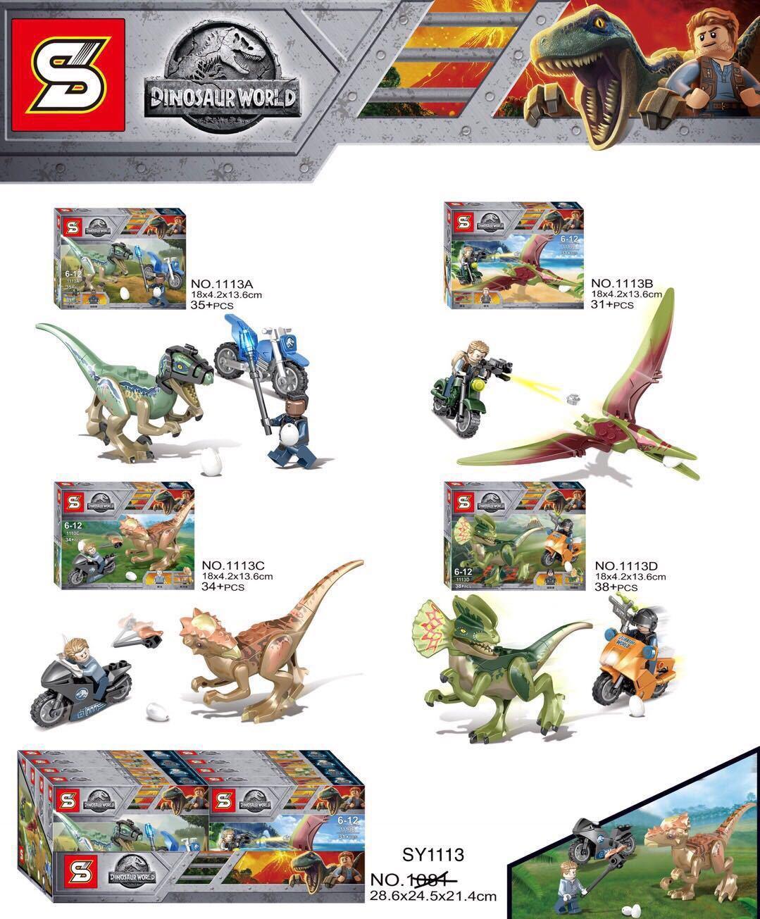 Bộ xếp hình Khủng long bay SY1113 với minifigure bắn đạn, đồ chơi mô hình xe mô tô cho bé trai