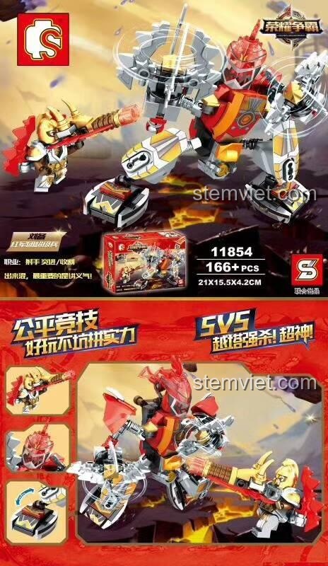 Chi tiết bộ lắp ráp Mecha Lưu Bị SY 11854. Đồ chơi mô hình biến hình 2 trong 1, rèn luyện tư duy sáng tạo cho con trai trên 6 tuổi.
