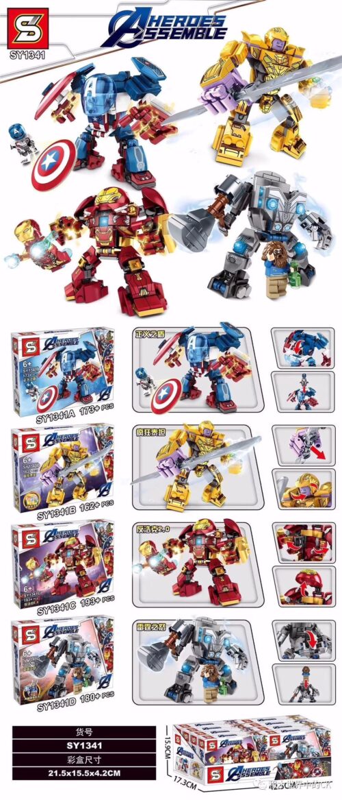 Bộ lắp ráp Robot Chiến Giáp Biệt Đội Anh Hùng SY1341, đồ chơi mô hình Avengers cho con trai 6 tuổi, tái hiện các siêu anh hùng Marvel với giá tốt.