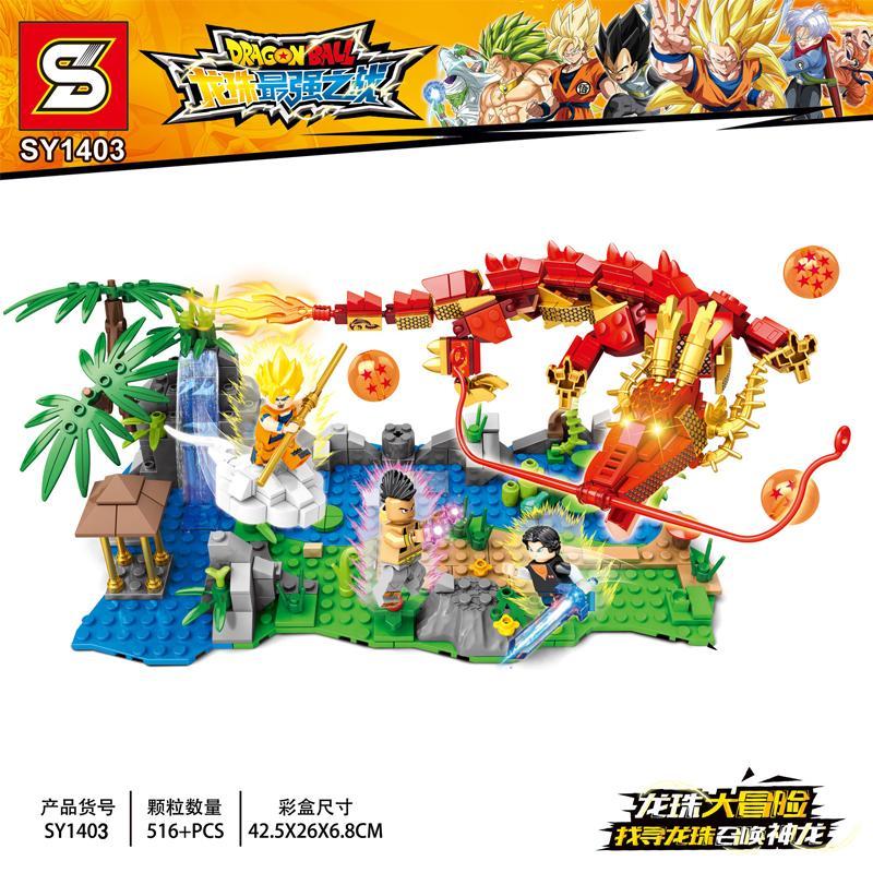 Bộ lắp ghép SY1403 Đại Mạo Hiểm Dragon Ball tái hiện cảnh chiến đấu hoành tráng, phù hợp cho bé trai 6 tuổi, mang đến trải nghiệm lắp ráp chất lượng cao.
