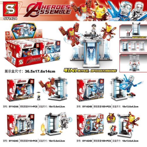 bộ lắp ghép Kho Giáp Vô Cực Người Sắt SY1424, đồ chơi lắp ráp Kho Giáp Iron Man, bộ xếp hình Trạm Nâng Cấp Người Sắt, đồ chơi mô hình Mô Hình Kho Giáp Siêu Anh Hùng, cho bé trai 6 tuổi, giá tốt
