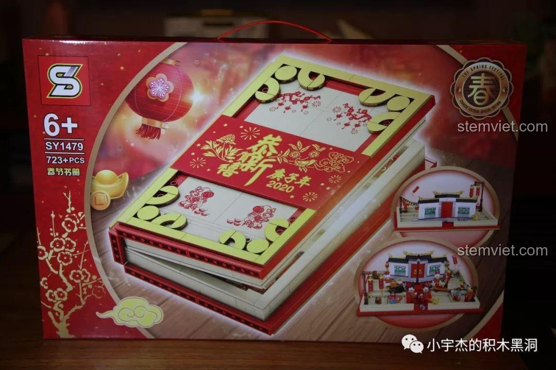 Hộp bộ lắp ghép SY1479 Sách Lễ Hội Mùa Xuân, đồ chơi mô hình Tết Nguyên Đán cho bé 6 tuổi, giá tiết kiệm