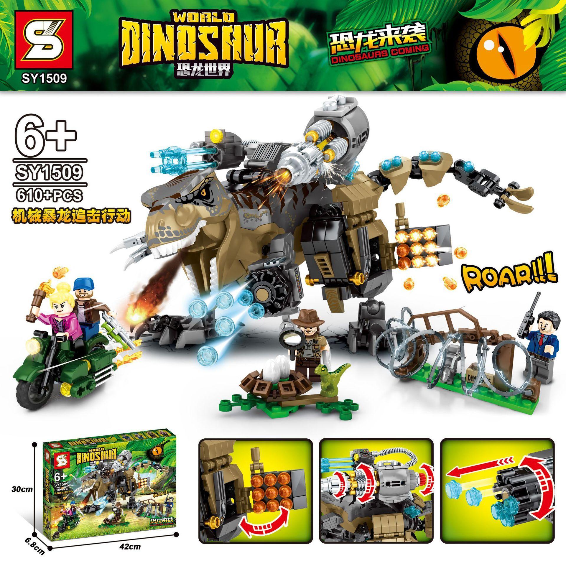 Bộ lắp ghép Khủng long Bạo Chúa Cơ Khí SY1509, đồ chơi lắp ráp Khủng long Cơ khí cho bé trai 6 tuổi, giá tốt, có ảnh hộp sản phẩm.