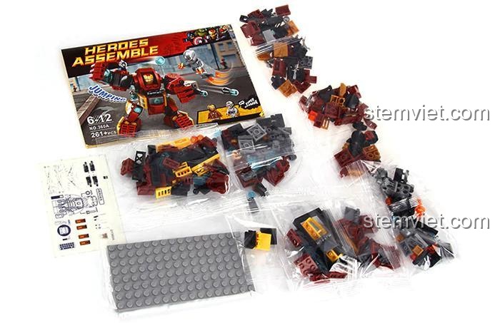 Các chi tiết bên trong bộ lắp ráp SY360A Người Sắt Hulkbuster, đồ chơi mô hình SY360A chất lượng cao, bộ khối lắp ghép Người Sắt Hulkbuster giá tốt.