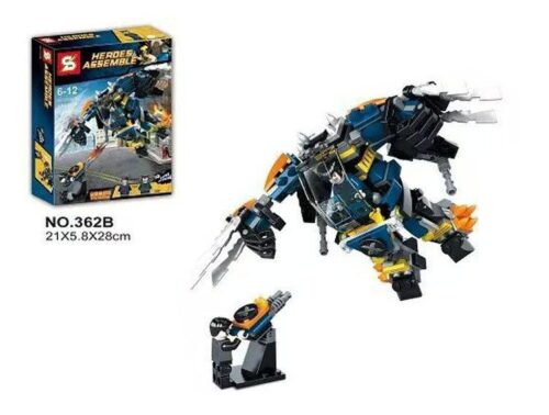 Bộ lắp ráp Cơ Giáp Người Sói SY362B, đồ chơi mô hình Robot Người Sói cho bé trai 6 tuổi, giá tốt, hiển thị hộp và mô hình lắp ráp hoàn chỉnh.