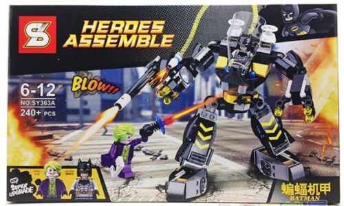 Bộ lắp ghép Cơ Giáp Batman SY363A chất lượng cao cho bé trai 6-12 tuổi, giá tốt. Hộp đồ chơi mô hình Robot Batman có minifigure Joker và Batman.
