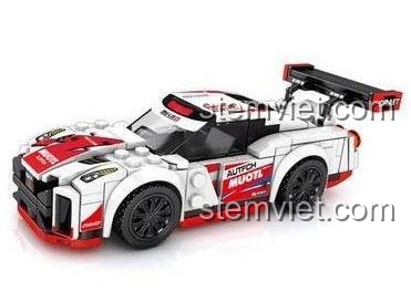 Mô hình xe đua Nissan GT-R 5051 sau khi lắp ráp, bộ xếp hình SY chất lượng cao.