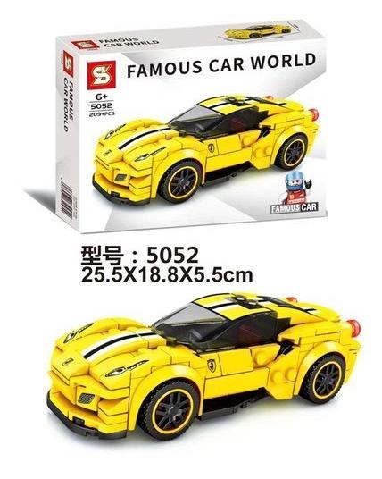 Bộ lắp ráp Siêu xe Ferrari 488 Pista SY 5052 màu vàng nổi bật, tái hiện chân thực siêu xe Ferrari 488 Pista, món đồ chơi giá rẻ cho bé trai 6 tuổi đam mê tốc độ.