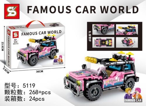 Bộ đồ chơi lắp ráp SY 5119 Xe Jeep Du Lịch Màu Hồng Famous Car World 268 mảnh cho bé gái 6 tuổi, giá tốt, giúp phát triển tư duy sáng tạo.