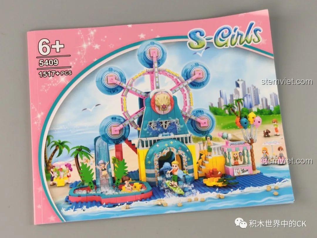 Sách hướng dẫn chi tiết của bộ đồ chơi SY 5409, giúp bé gái 6 tuổi dễ dàng lắp ráp mô hình Công viên giải trí S-Girls.