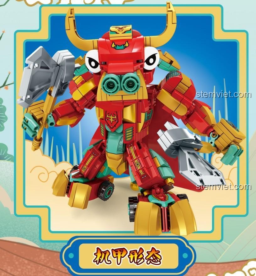 Mô hình Robot Ngưu Ma Vương SY 5502 sau khi lắp ráp xong, dạng robot chiến đấu. Đồ chơi mô hình SY 5502.