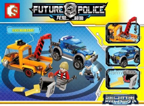 Đồ chơi mô hình SY 602011 Cảnh sát tương lai với các chi tiết xe cảnh sát, xe cứu hộ và 2 minifigures, bộ xếp hình chất lượng cao cho bé trai.