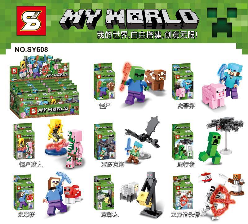Bộ đồ chơi Minifigure Minecraft SY608 chất lượng cao, 8 nhân vật độc đáo cho bé trai 6-12 tuổi, giá tốt