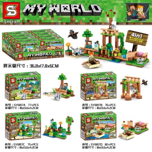 Bộ lắp ghép Thế Giới Minecraft SY6197 4 trong 1, đồ chơi lắp ráp SY6197 cho bé trai 6 tuổi, giá tốt.