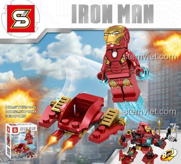 Bộ xếp hình Người Sắt Tony Stark với 8 minifigure, đồ chơi mô hình Người Sắt chống Hulk cho bé trai 6-12 tuổi.