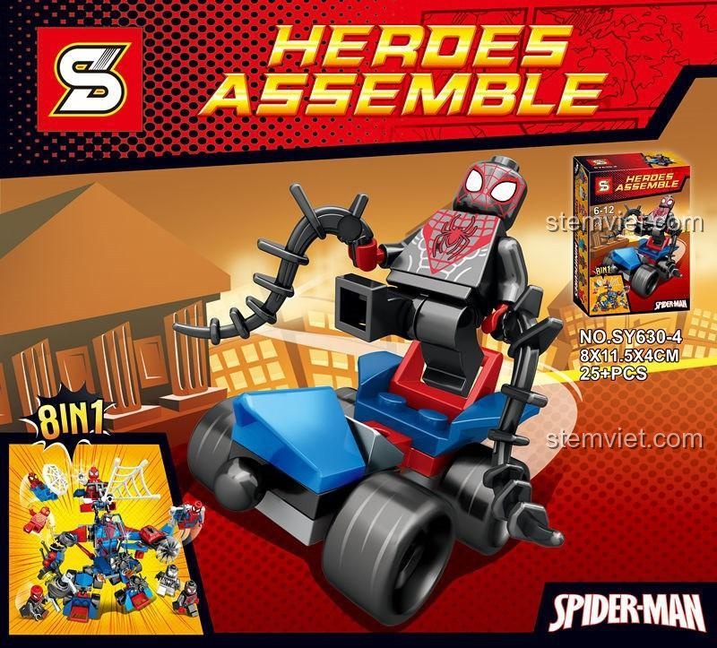 Mô hình mech Người Nhện SY630, đồ chơi lắp ráp Người Nhện, bộ đồ chơi siêu anh hùng cho bé trai 6-12 tuổi, chất lượng cao
