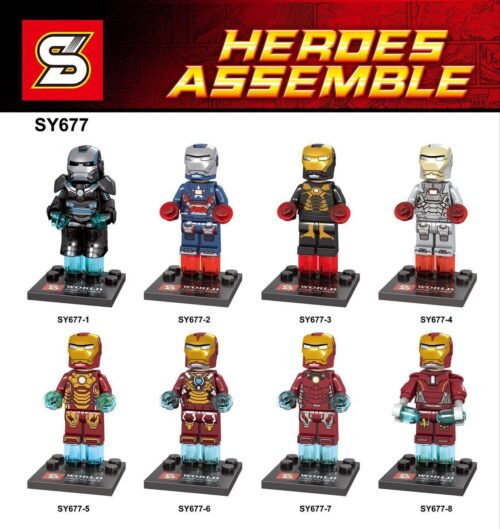 Bộ lắp ghép minifigure Người Sắt và Chiến Binh Thép SY677 8 mẫu, đồ chơi lắp ráp siêu anh hùng cho bé trai 6 tuổi, chất lượng cao, giá tốt
